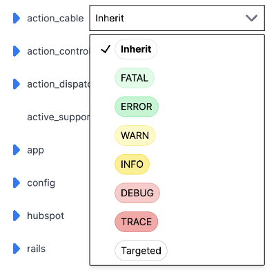 Log Levels DropDown