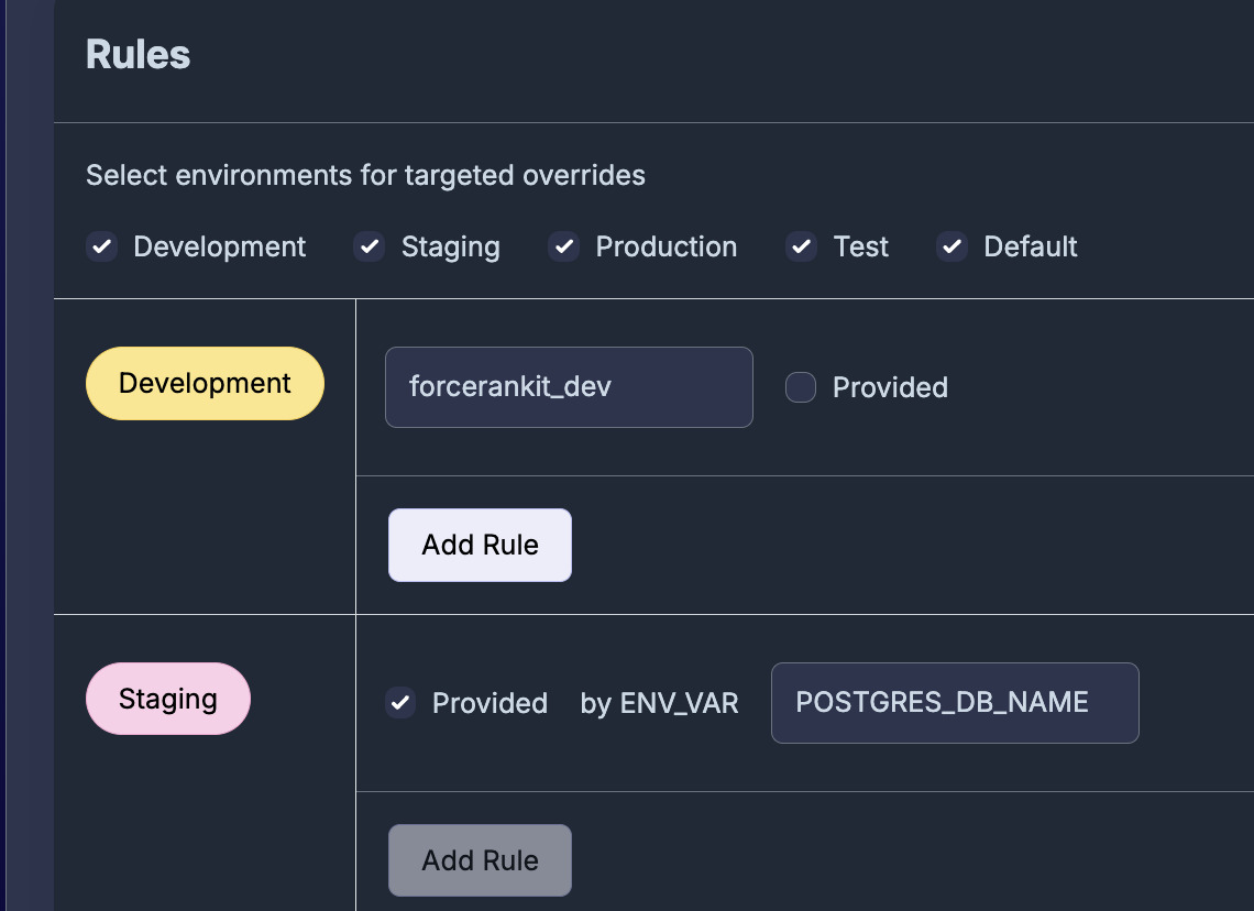 Set config to be provided by an ENV VAR in some environments